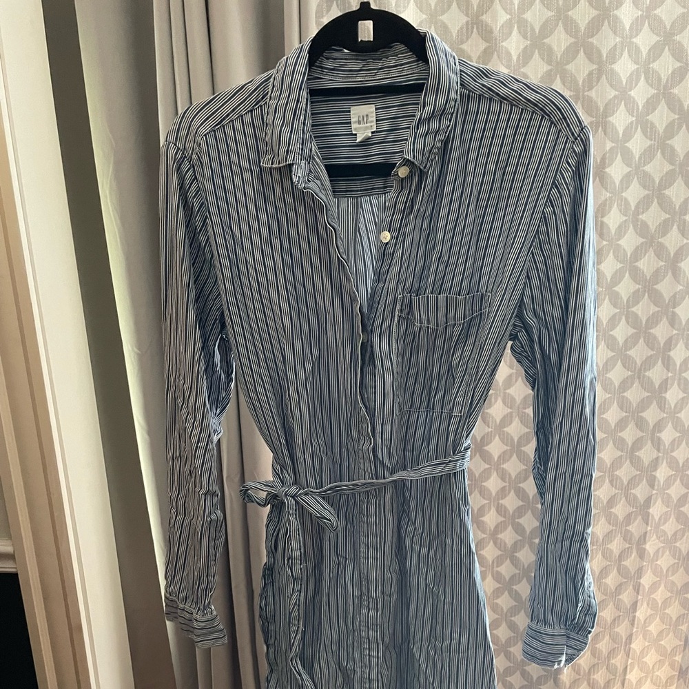 Gap blue striped shirt dress small